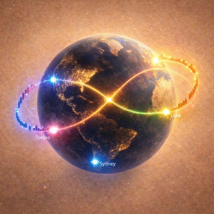 Круглосуточный цикл торговых сессий вокруг планеты.